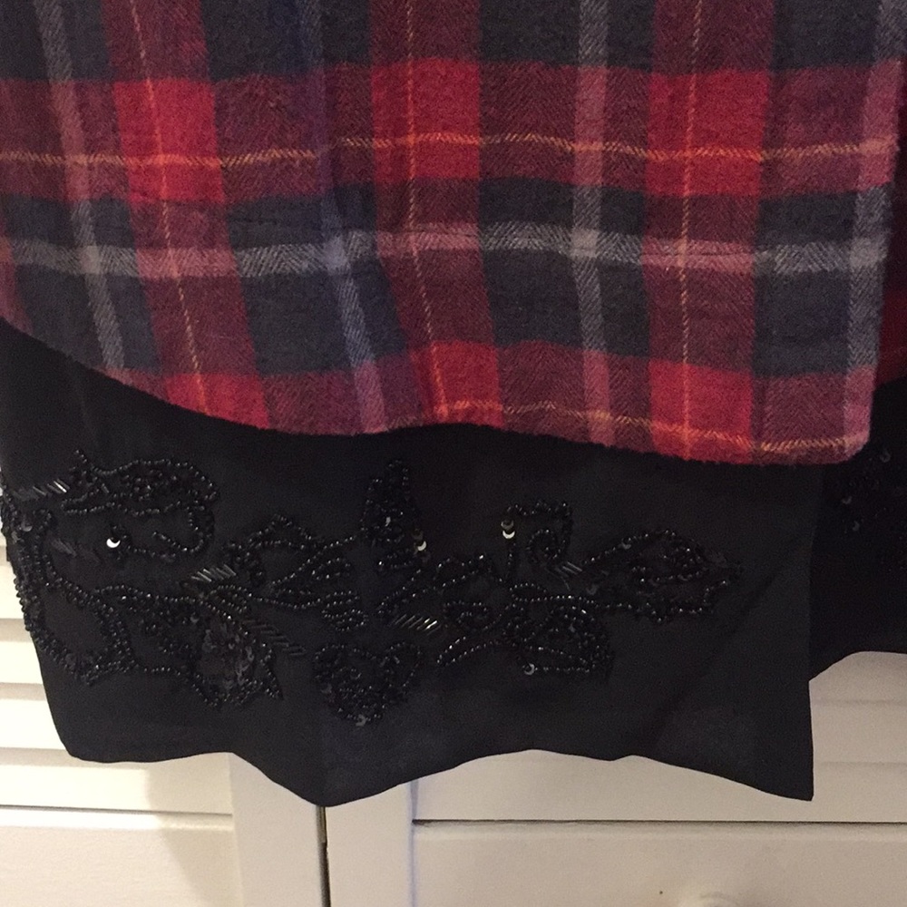 Long Plaid Button Down With Bling - image 3